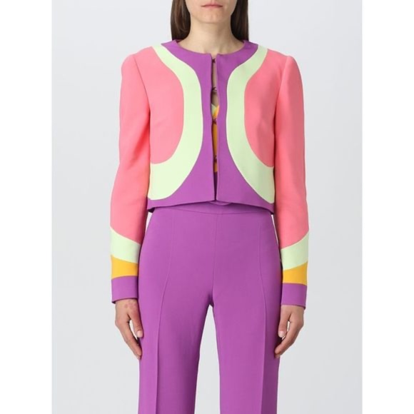 S/S 2023 Moschino Couture Jacket Woman Multicolor Barbie Pink, Purple, Mint - Picture 1 of 11